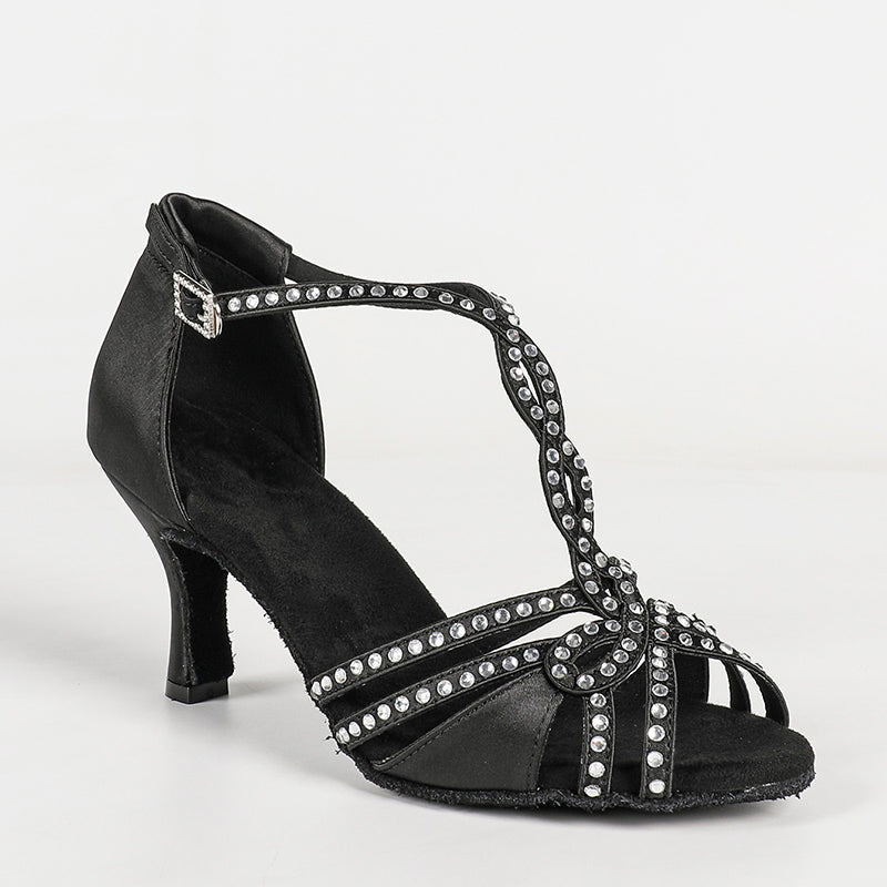 DS Women's Customized Heel  Open Toe Strappy Dance Heels With Crystals