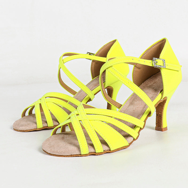 Women's Suede Customized Heel Ankle Strap Ballroom Latin Dance Shoes