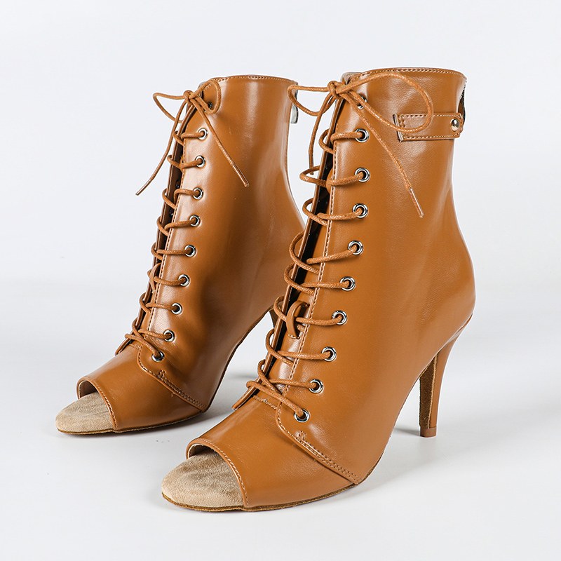 DS Women's Leatherette Customized Heel Suede Heel Dance Boots Salsa Jazz Dance Shoes