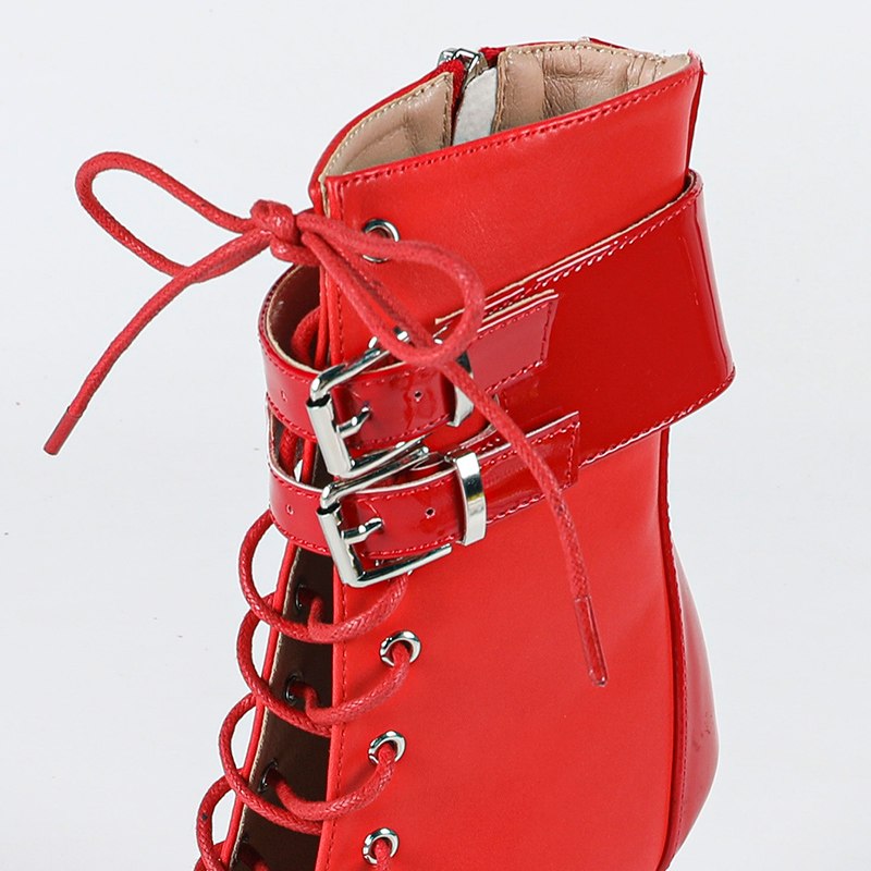 DS Women's Red Rubber Sole Customized Heels Dance Boots Jazz Salsa Street Sole Dancing Shoes