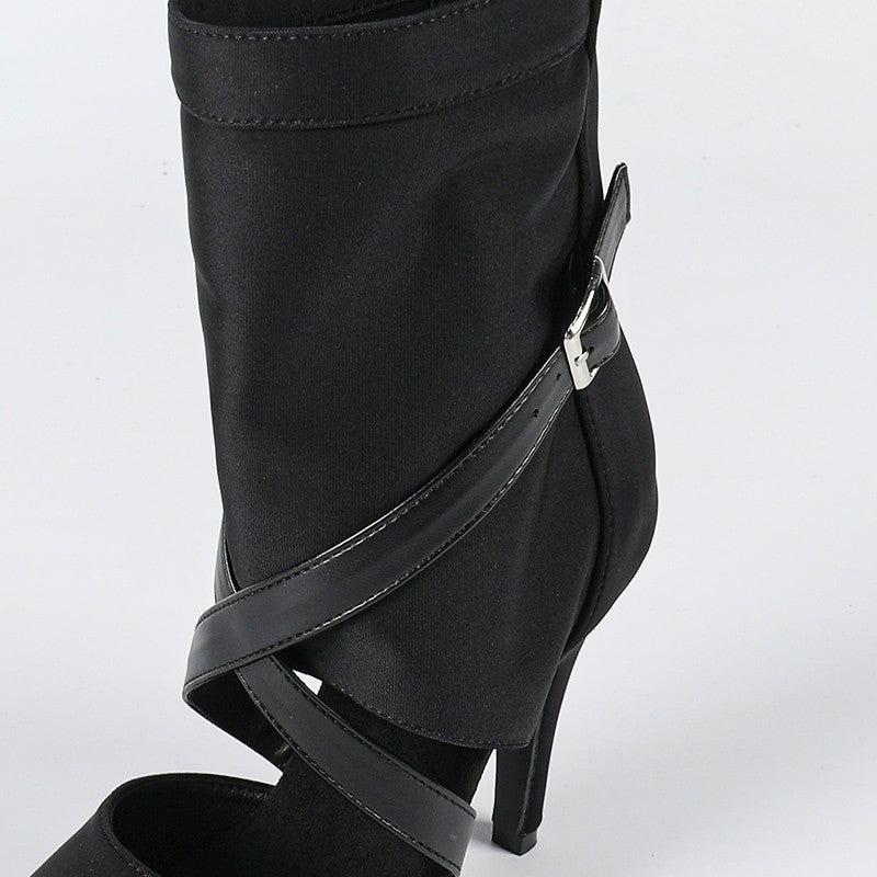 DS Women's Stretch Cloth Customized Heel Suede Sole Heels Dance Boots Jazz Dancing Shoes