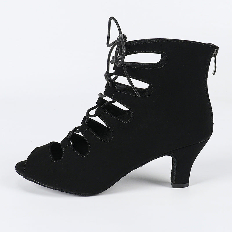 Women's Black Customized Heel Dance Boots Salsa Jazz Dance Shoes