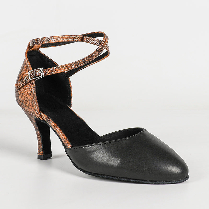 FHX Women's Black Leatherette Customized Heels Ballroom Dance Shoes Modren Shoes