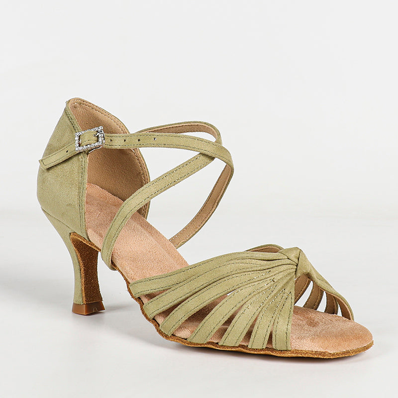 Women's Suede Light Green 6.5cm/7.5cm Ankle Strap Ballroom Latin Dance Shoes