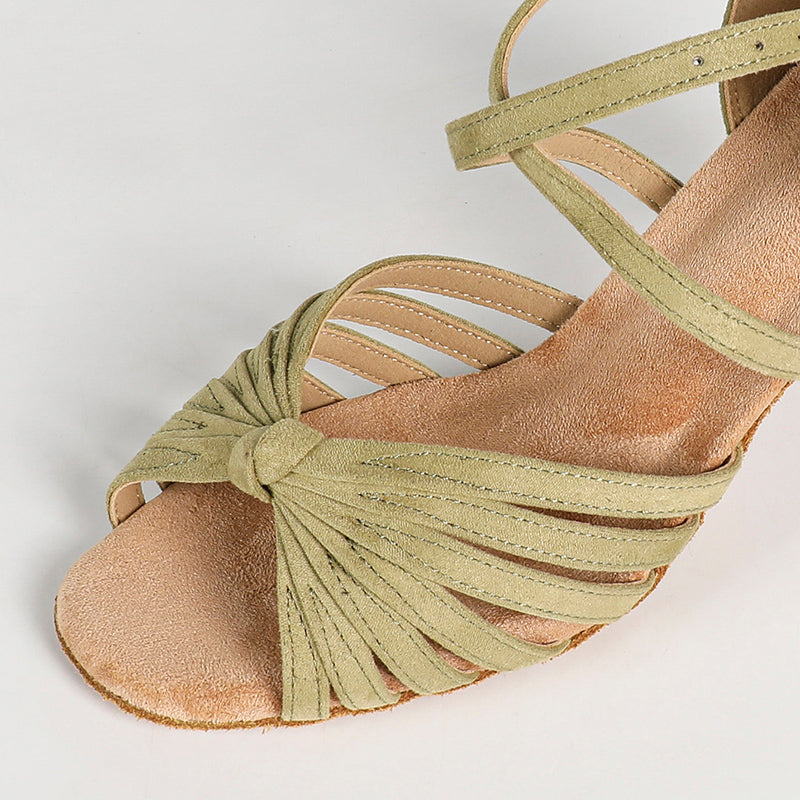 Women's Suede Light Green 6.5cm/7.5cm Ankle Strap Ballroom Latin Dance Shoes