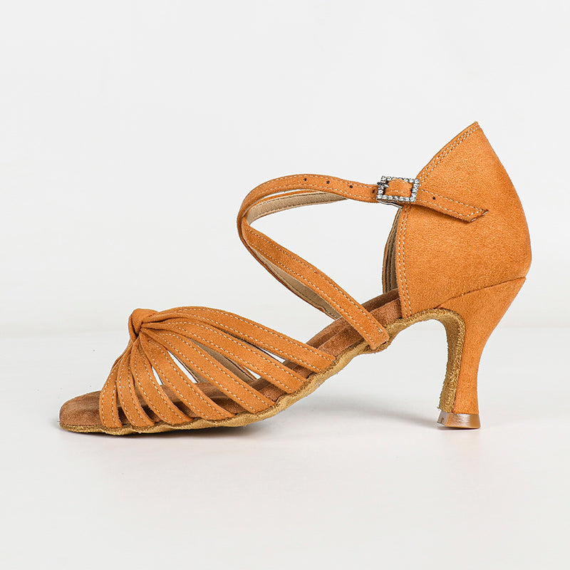 Women's Suede Brown 6.5cm/7.5cm Ankle Strap Ballroom Latin Dance Shoes