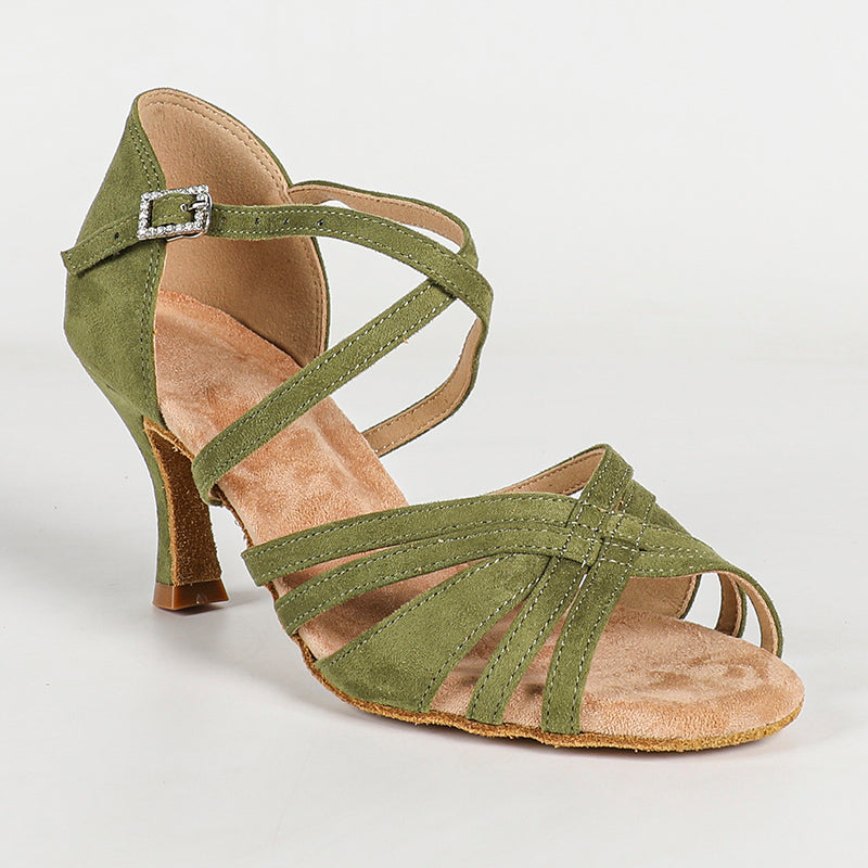 Women's Green Customized Heel Latin Dance Shoes Ballroom Dance Shoes