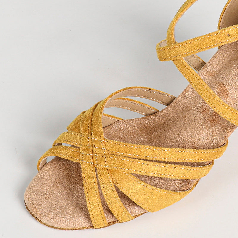Women's Yellow Customized Heel Latin Dance Shoes Ballroom Dance Shoes