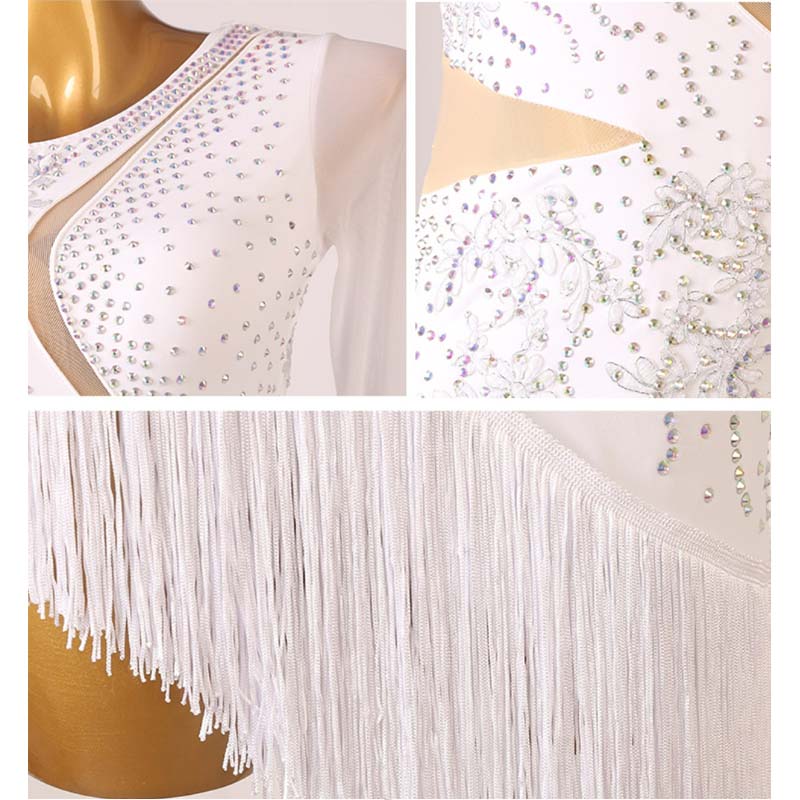 Customisable-Women's One-Shoulder Latin Dance Dress Rumba Chacha Samba Cowboy Bullfight Dance Wear Performance  Competition Dress