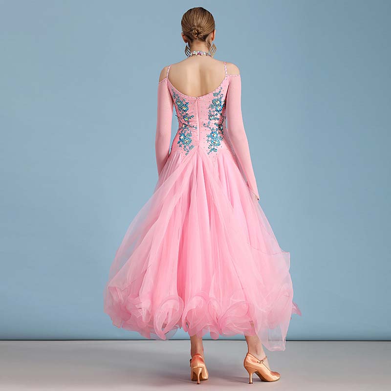 Women's Rhinestone Splicing Modern Dress Ballroom Dress Performance Swing Dress Competition Wear