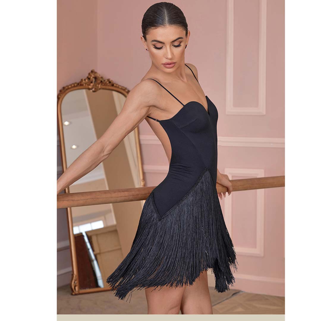 Z Women's Sleeveless Tassel Dance Dress Dance Wear Training Performance Dress
