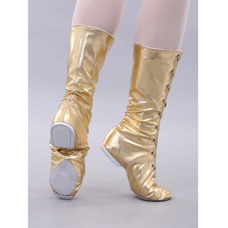 Leatherette Gold Flats Jazz Teaching & Practice Shoes