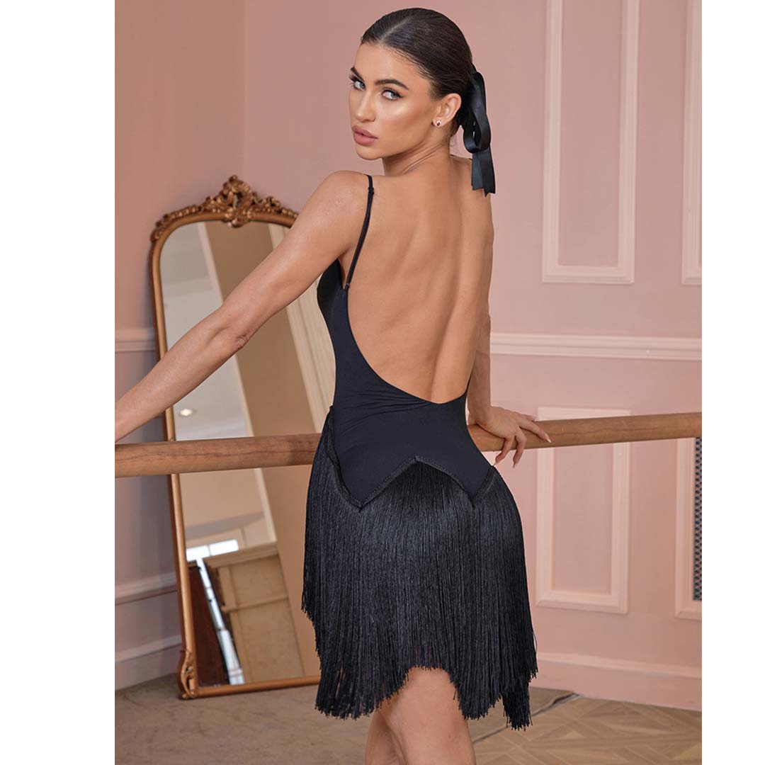 Z Women's Sleeveless Tassel Dance Dress Dance Wear Training Performance Dress