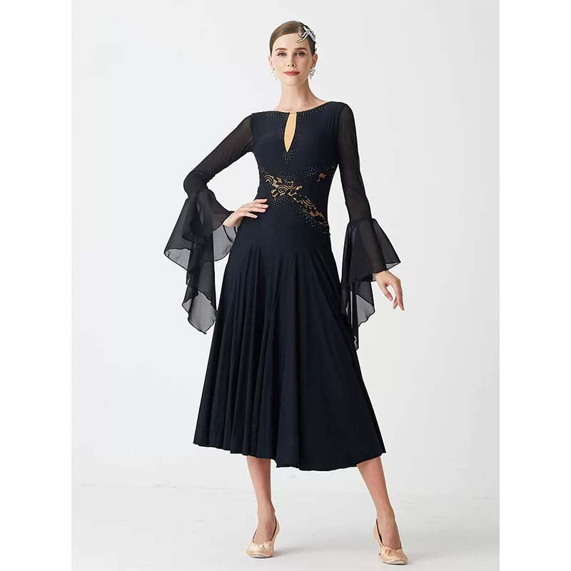 YUN Customisable-Women's Navy Diamonds Ballroom Waltz Modern Dance Dresses Dancewear
