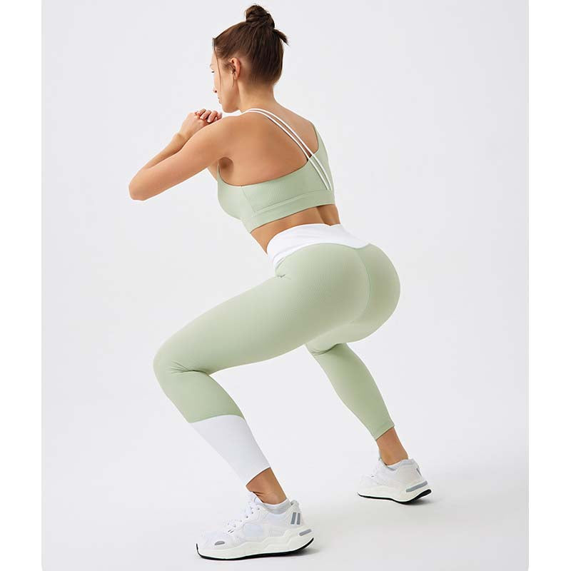 DS-Women's Eco-friendly Recycled Fabric Patchwork Color Leggings Fitness Yoga Pants