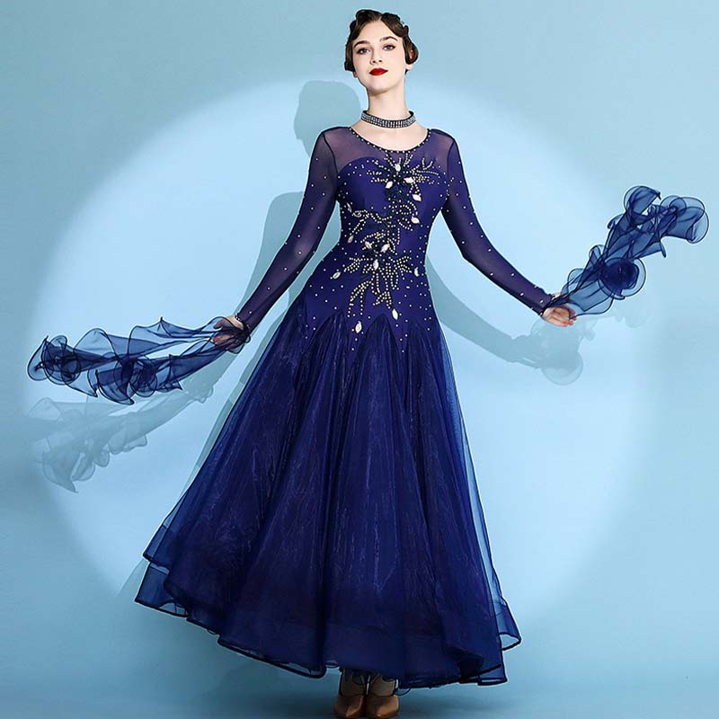 Women's Long Sleeve Waltz Modern Ballroom Dance Dress Competition Dresses Performance wear