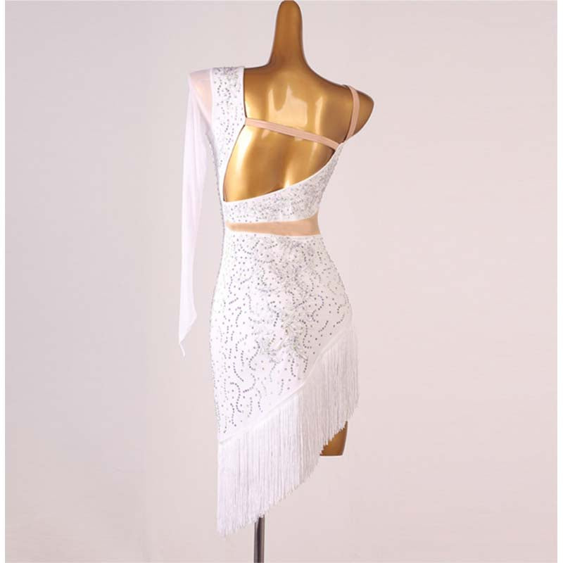 Customisable-Women's One-Shoulder Latin Dance Dress Rumba Chacha Samba Cowboy Bullfight Dance Wear Performance  Competition Dress