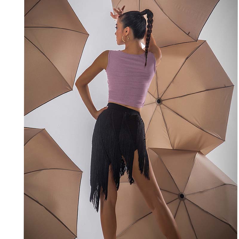WJJ Women's Tassel Latin Dance Skirt Standard Training Clothes