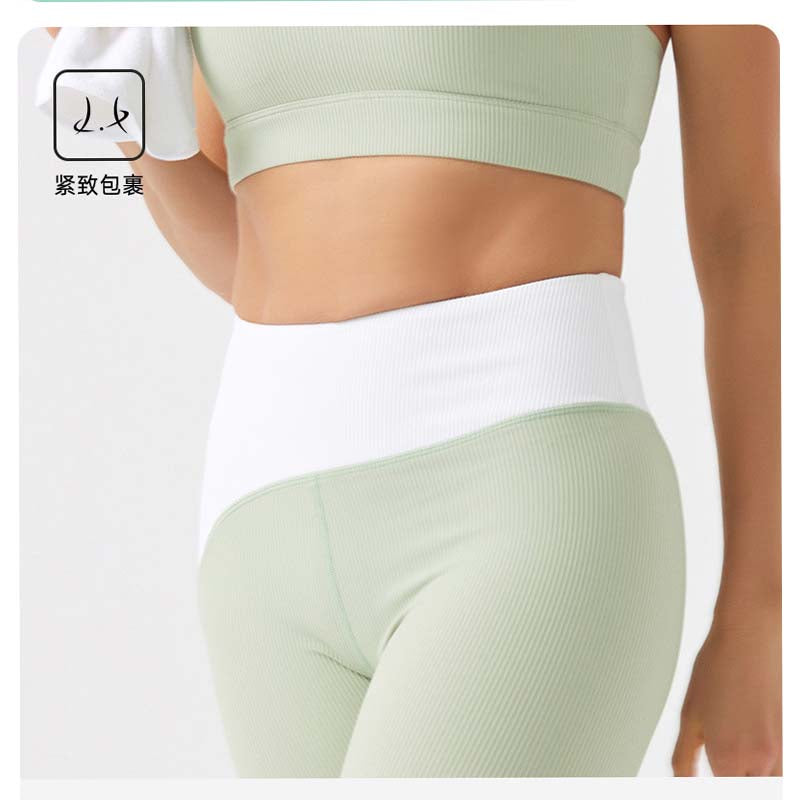 DS-Women's Eco-friendly Recycled Fabric Patchwork Color Leggings Fitness Yoga Pants