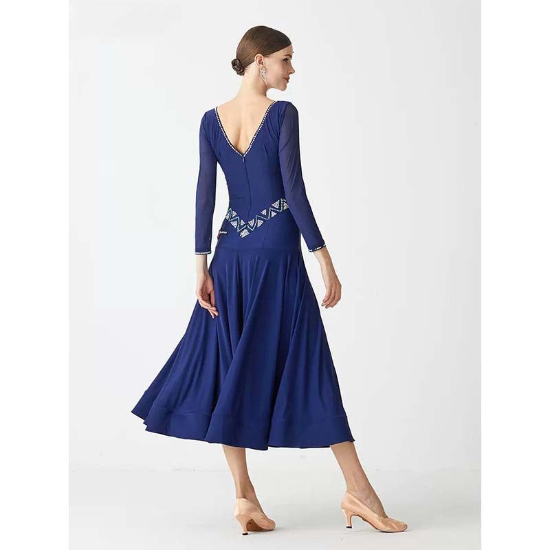 YUN Customisable-Women's Navy Diamonds Ballroom Waltz Modern Dance Dresses Dancewear