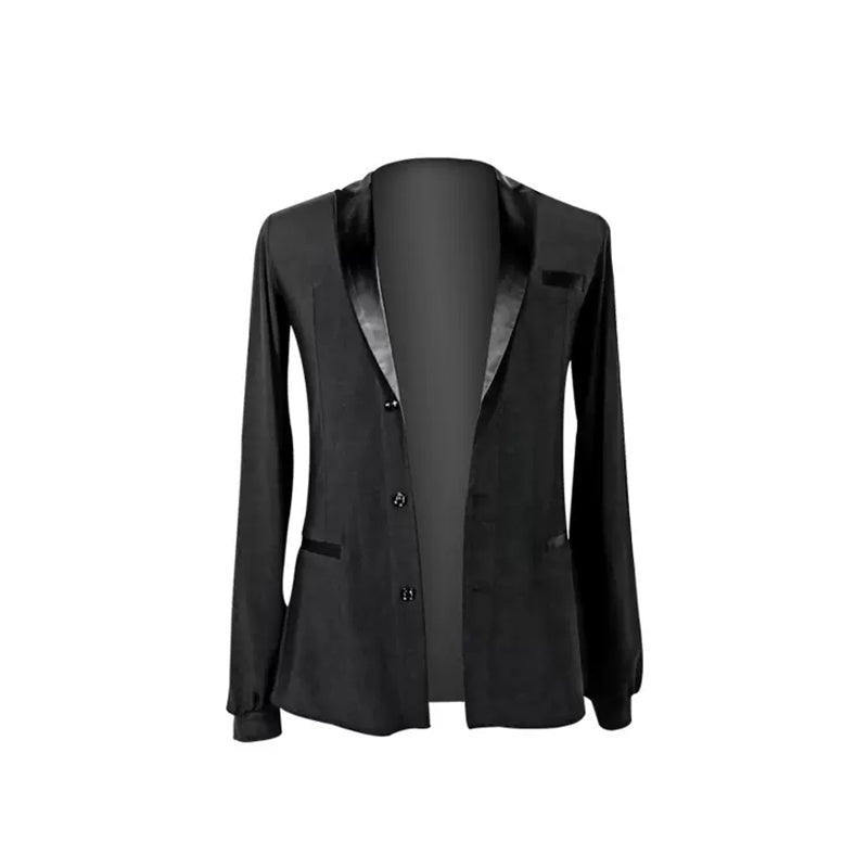 YJFY Men's Long Sleeve V Neck Latin Dance Tops Dance Wear