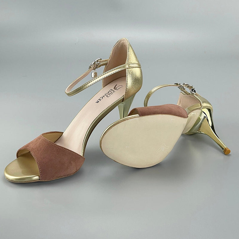SHJ Women's Brown Real Leather 7cm/9cm Heels Dance Tango Shoes