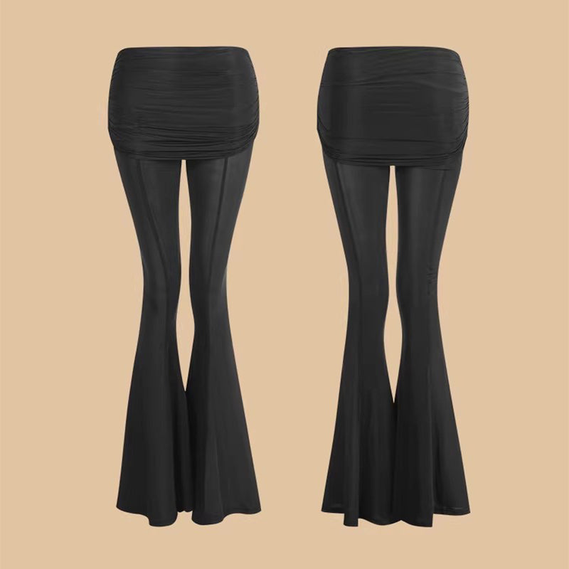 Z Women's Black Bell-Bottom  Pants Latin Dance Wear Training Performance Pants