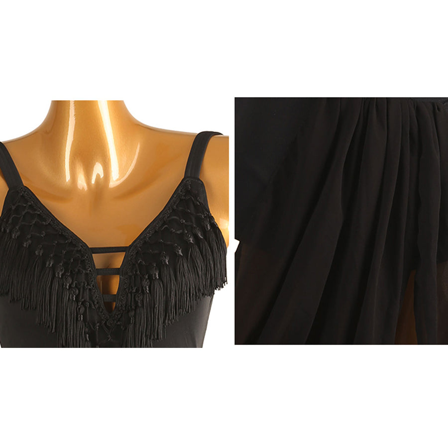 Customisable-Women's Black V-Neck DanceWear Dance Dress Performance Wear
