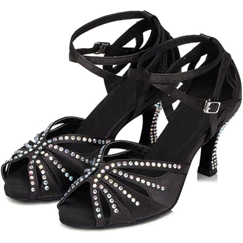 DS Women's Satin Customized Heel Ballroom Dance Shoes Latin Dance Shoes