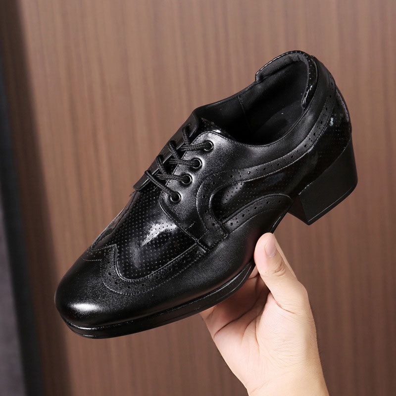 KCDANCE Men's 4.5cm Leatherette Heels Ballroom Dance Shoes