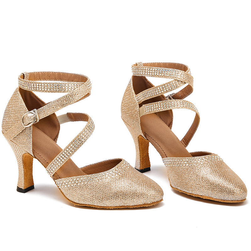 Women's Sparkling Glitter Customized Heels Ballroom Dance Shoes Modern Shoes