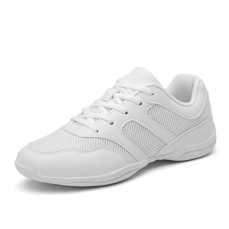 Women's White Jazz Shoes Lace-up Dance Sneakers