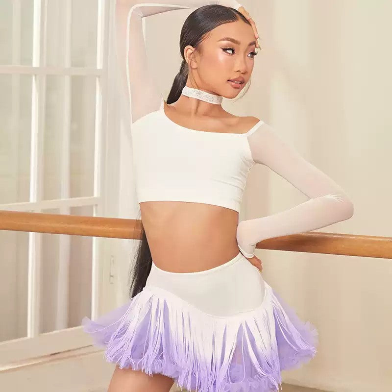 Z Girls Long Sleeve Latin Dance Practice Tops Dancewear
