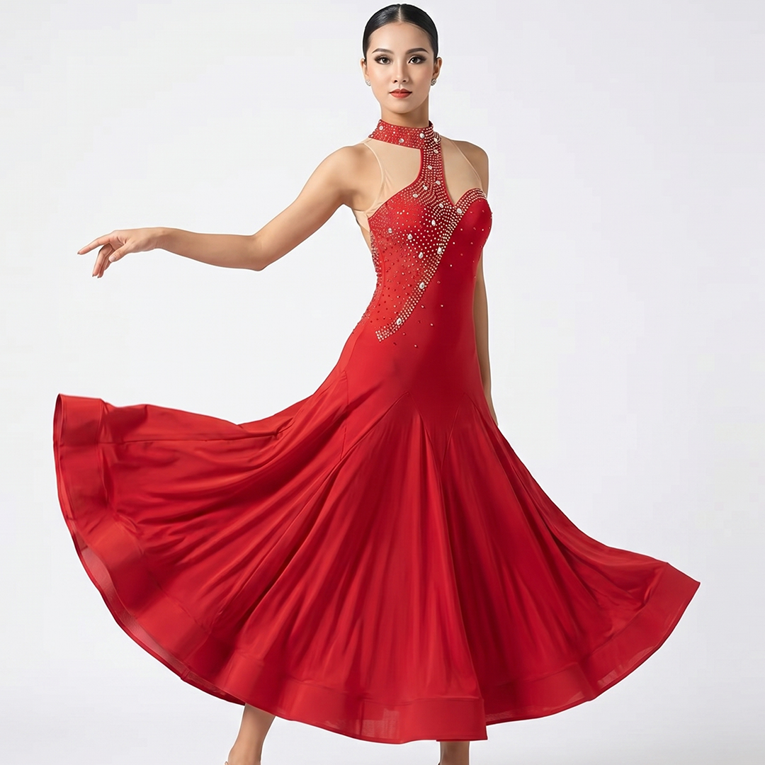 Customisable-Women's Sleeveless DanceWear Ballroom Dance Dress