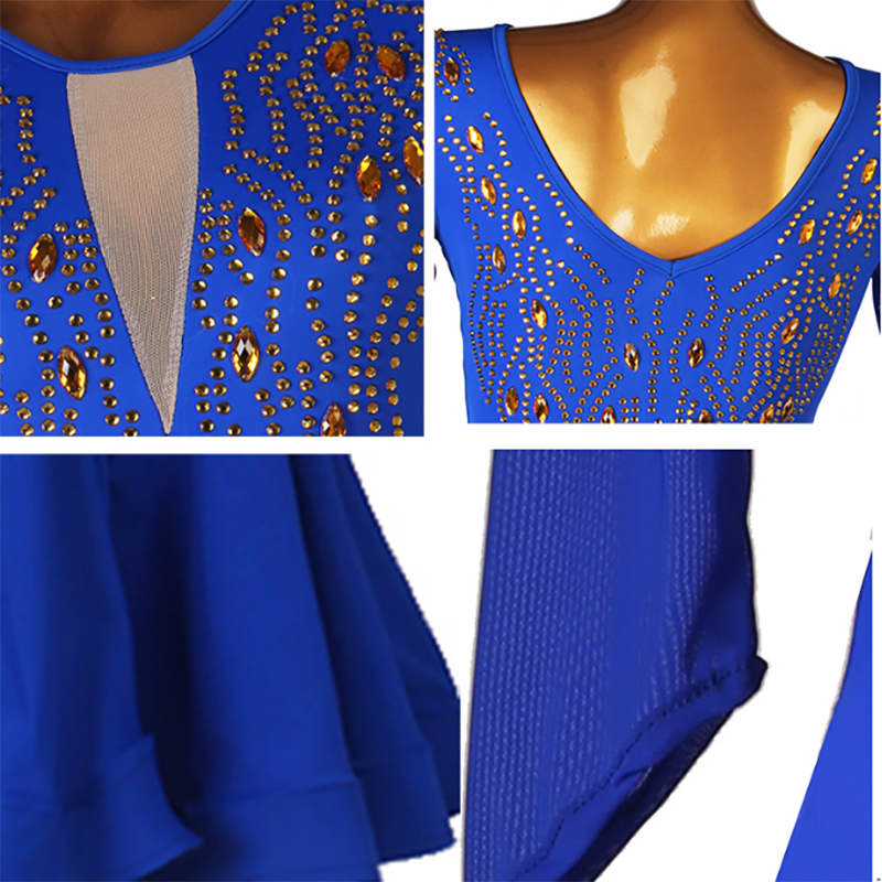 Customisable-Women's Long Sleeves Sleeves Rumba Latin  Dance Dresses Performance Dresses