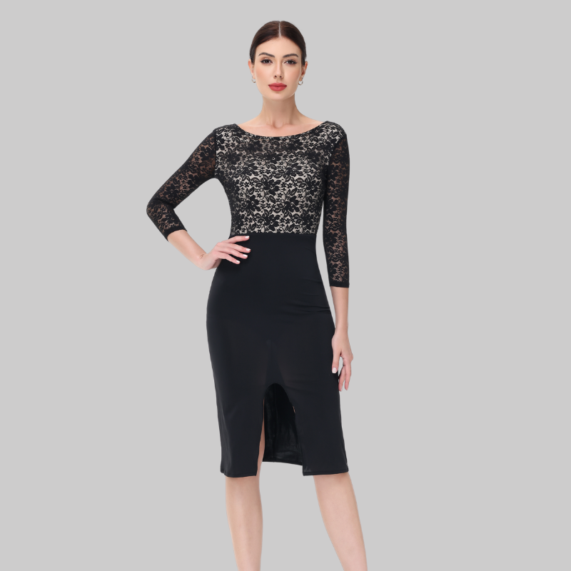 Customisable-Women's Black Dance Dress for Milonga & Parties Tango Dress