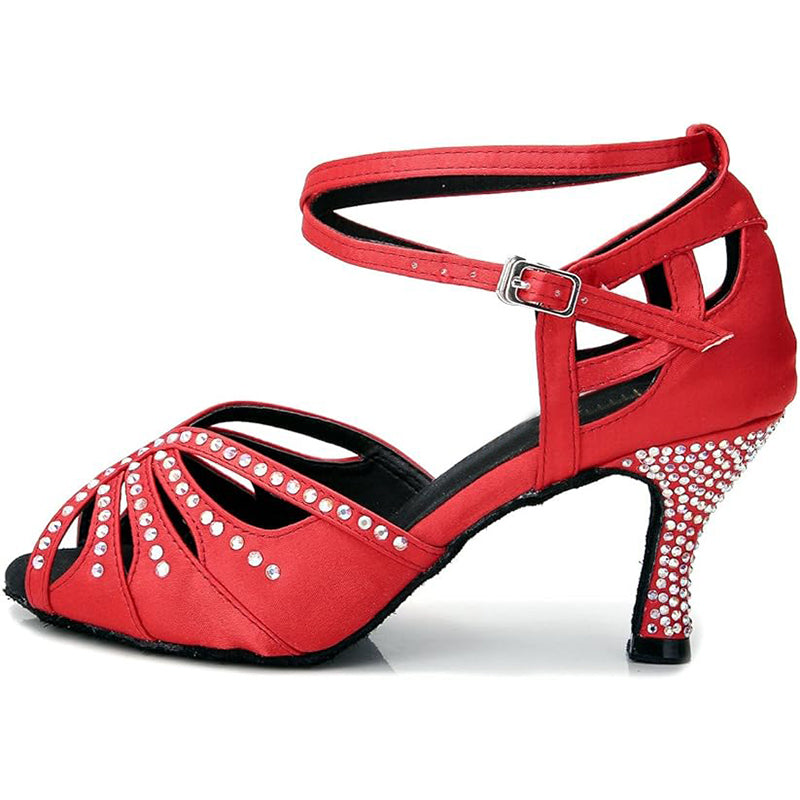 DS Women's Satin Customized Heel Ballroom Dance Shoes Latin Dance Shoes