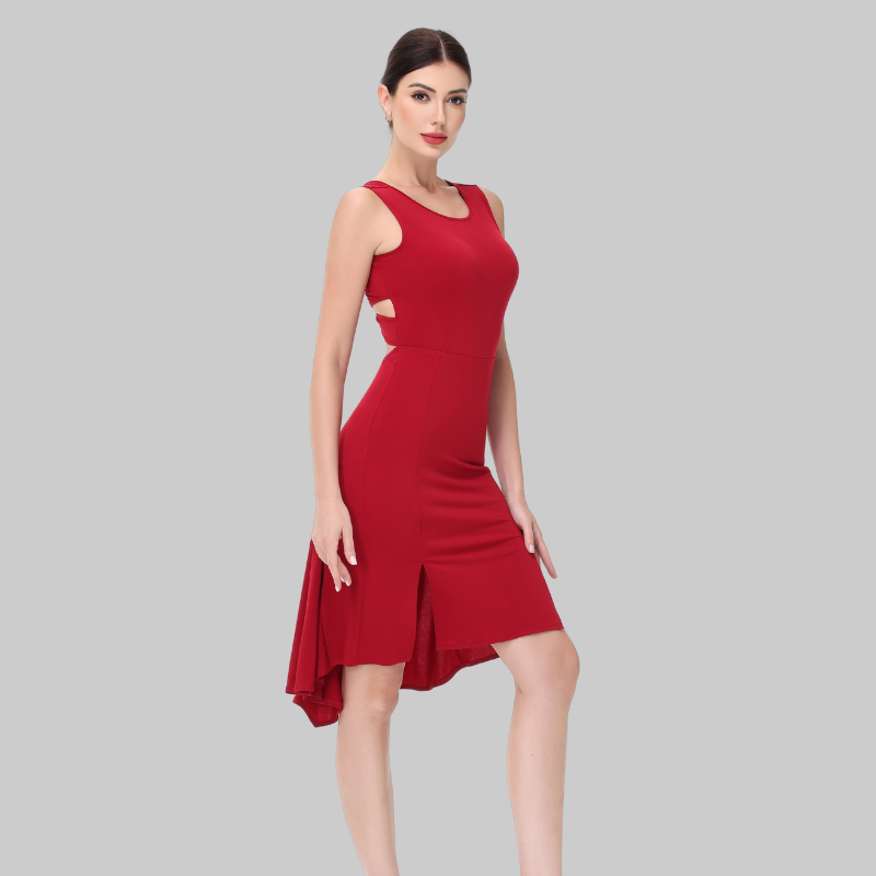 Customisable-Women's Sleeveless Red  Dance Dress for Milonga & Parties Tango Dress