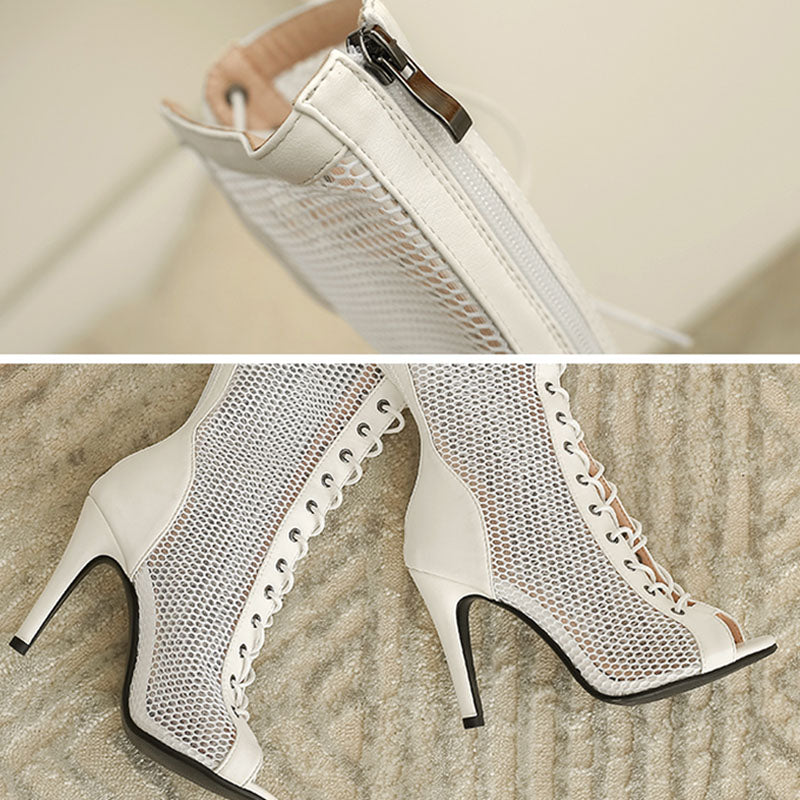 Women's 10cm Heel Microfiber Jazz Shoes Rubber Sole Pole Dancing Shoes