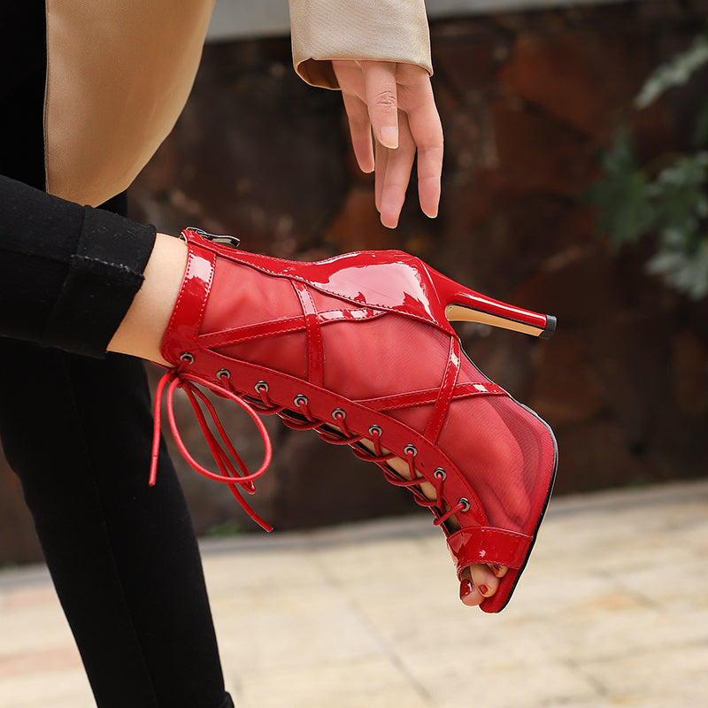 Women's 10cm Leatherette Heel Dance Boots Jazz Salsa Street Sole Dance Shoes