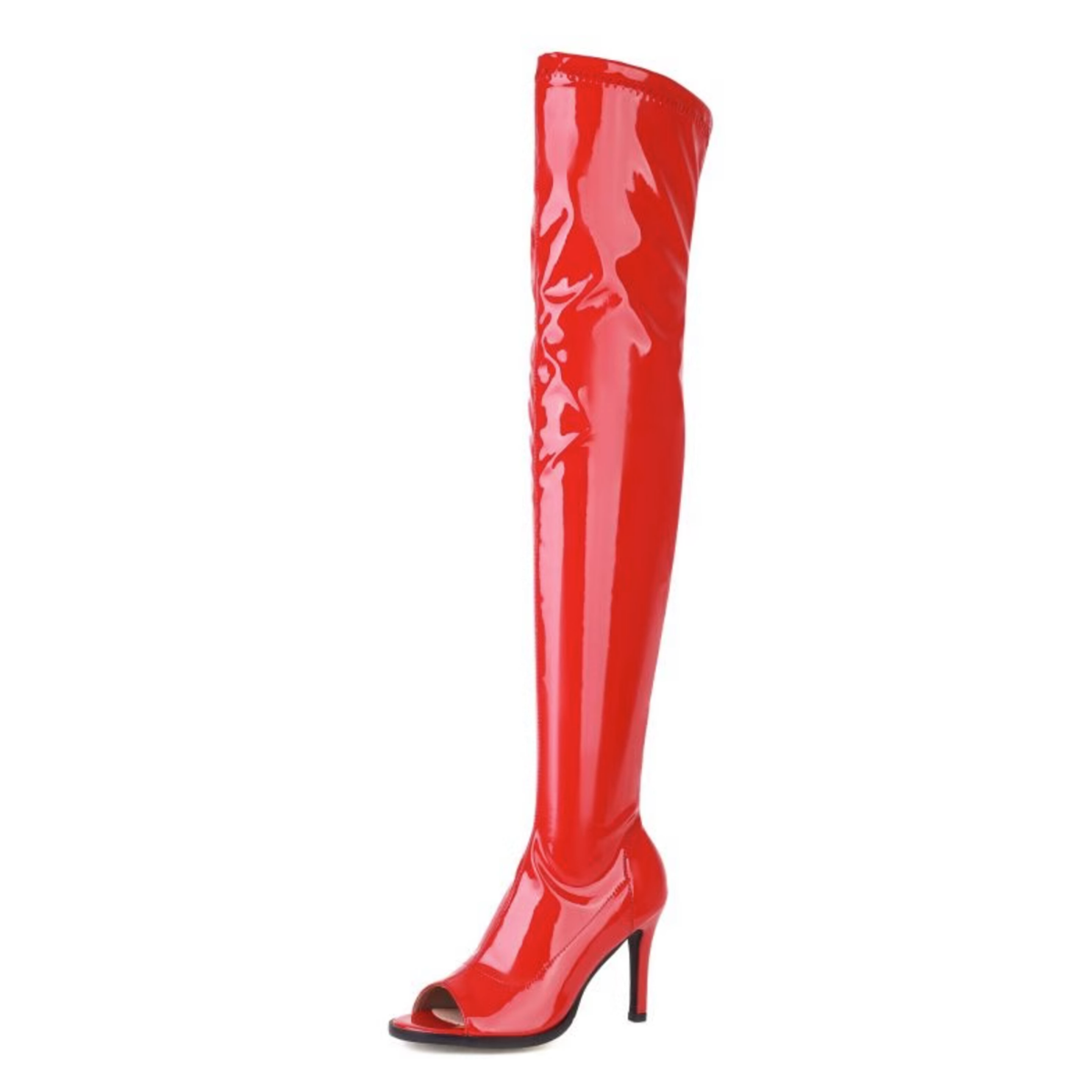 Women's 9cm Heel Leatherette Jazz Shoes Rubber Sole Open Toe Boot