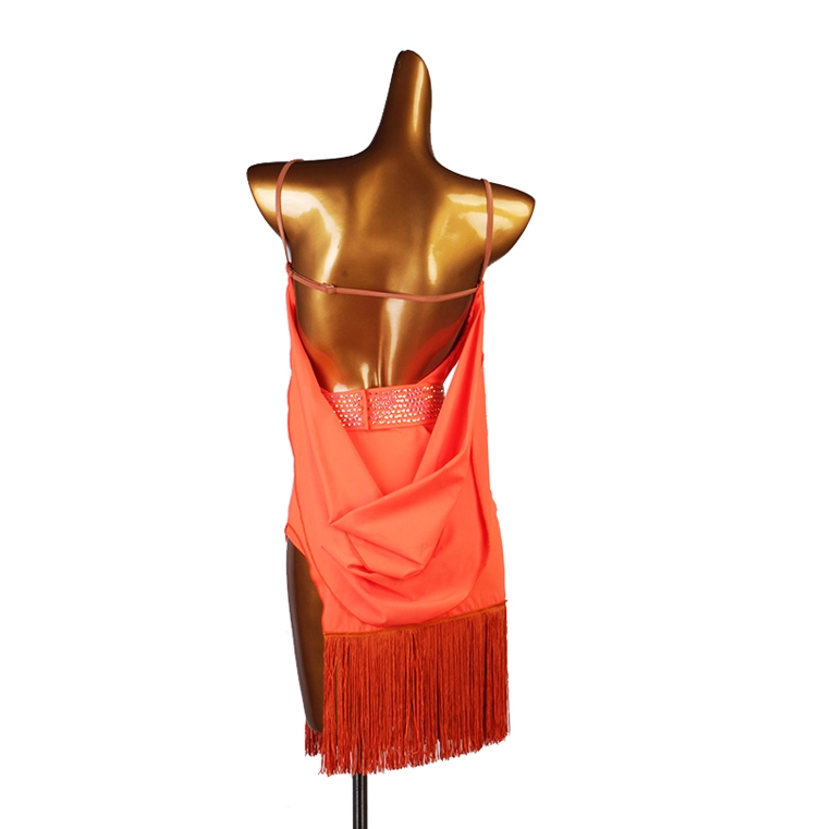 Customisable-Women's Rhinestone Tassel Rumba Latin Dance Dresses Performance Dresses