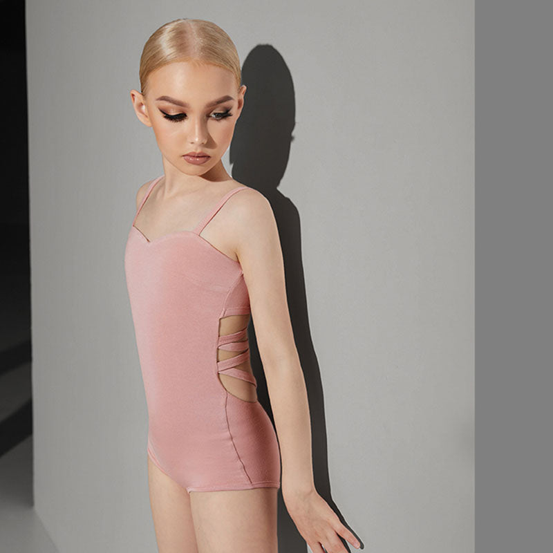 Z Girls Silk Milk Spaghetti Strap Latin Dance Bodysuit Dance Wear