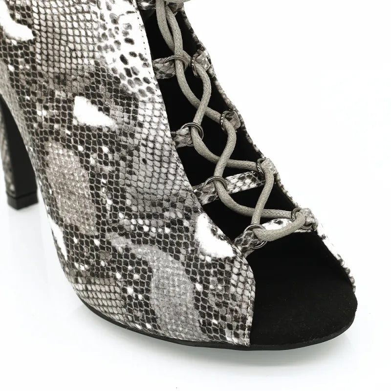 Women's 9.5cm Open Toe Heels Dance Boots Jazz Salsa Dancing Shoes