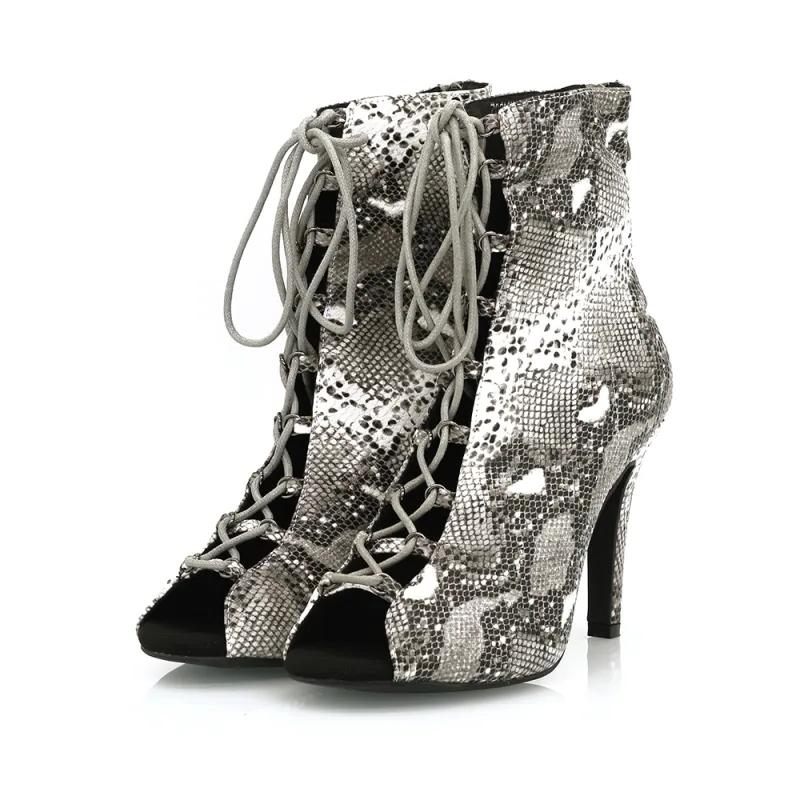 Women's 9.5cm Open Toe Heels Dance Boots Jazz Salsa Dancing Shoes