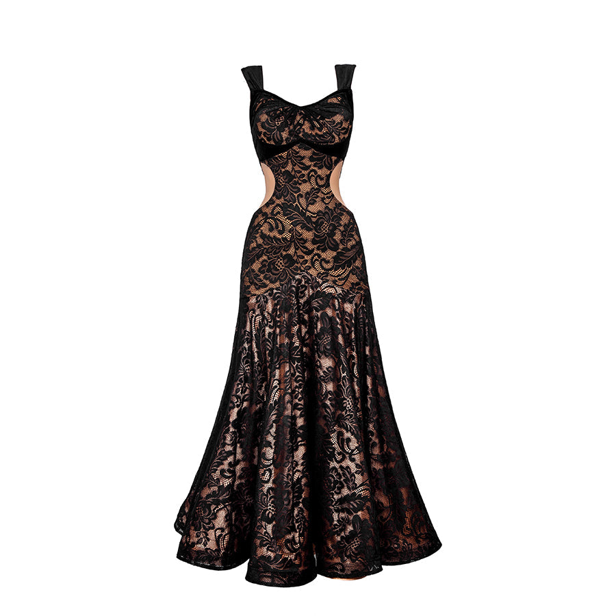 TID Customisable Women's Sleeveless Black Ballroom Waltz Modern Dance Dresses Dancewear