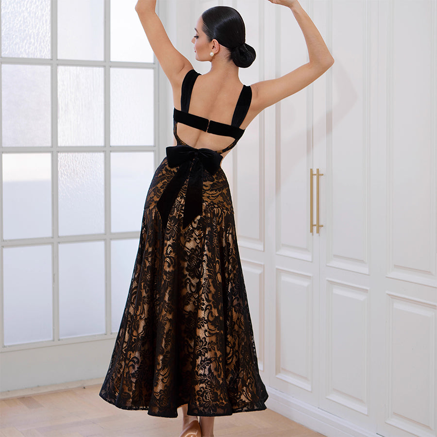 TID Customisable Women's Sleeveless Black Ballroom Waltz Modern Dance Dresses Dancewear