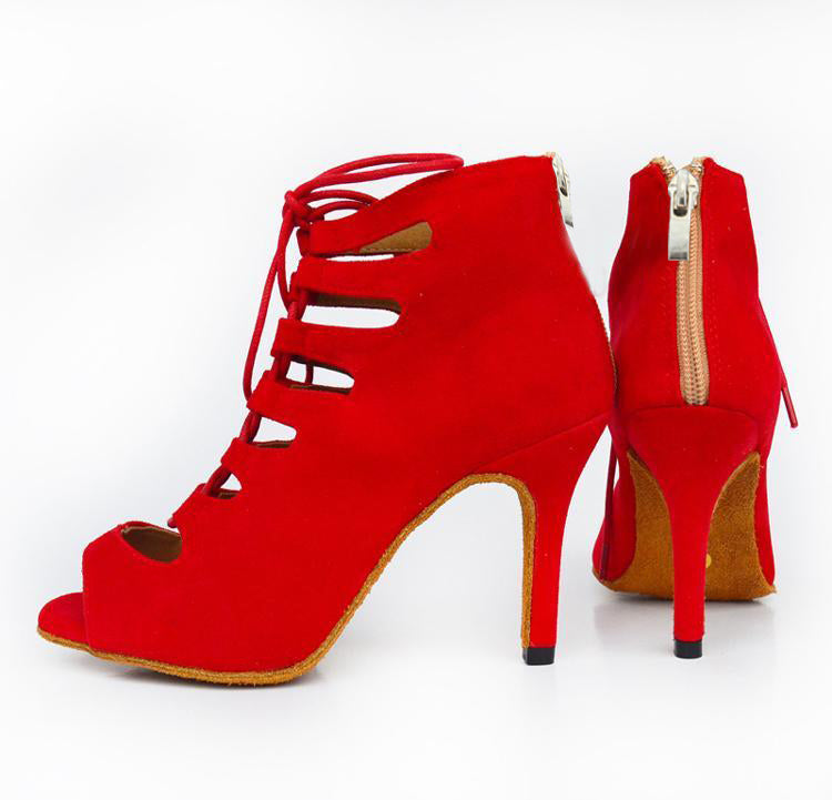Women's Suede Customized Heel Dance Boots Jazz Salsa Dance Shoes