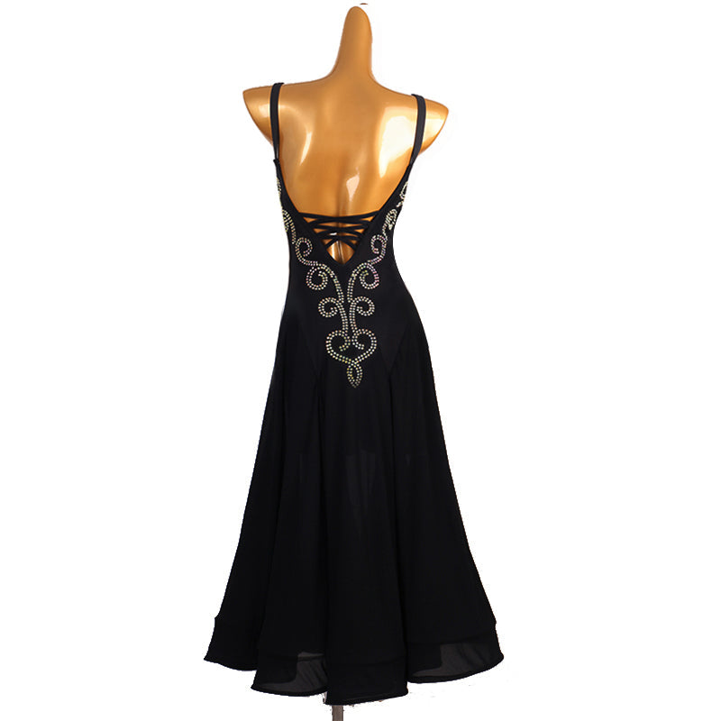 Customisable-Women's Embroider V-Neck DanceWear Ballroom Dance Dress