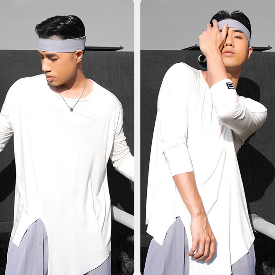 HC Men's Long Sleeve Round Neck Latin Dance Tops Dance Wear